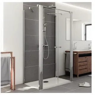 U-Kabine mit Pendeltür Breuer 900x900x2000 mm Echtglas Klar hell silber Knopfgri