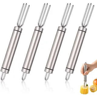4 Stück Pellkartoffelgabel, Kartoffelgabel Aus Edelstahl Pellkartoffel - Gabell mit 3 Zinken Quellkartoffel Halter für Pellkartoffel oder MaiskolbenHalter