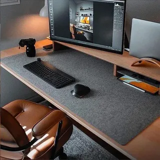 Donkergriese Schreibtischunterlage, Computerplatte für Büro, große Schreibtischunterlage, Schreibtischunterlage für Tastatur und Maus (donkergrau, 90 x 40 cm) - Grau