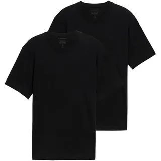 Tom Tailor T-Shirt im unifarbenen Design im 2er-Pack, Black,