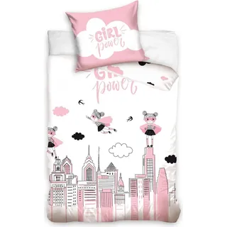 Girl Power Bettbezug Skyline 140 x 200 cm - 70 x 80 cm - Baumwolle