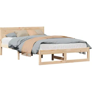 vidaXL Bettrahmen mit Kopfteil Natur 140 x 190 cm Massives Kiefernholz - Bronze