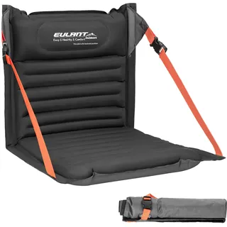 EULANT Aufblasbares Stadion Sitzkissen mit Rückenlehne,Wasserdicht Stadionsitz mit Lehne für Camping Strand Kajak Wandern Stadion Sportveranstaltungen Konzert Ausflüge Wandern,Schwarz