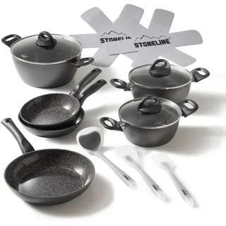 Stoneline Kochgeschirr-Set 8-Teilig , Grau , Metall , Kochgeschirr, Töpfe, Topfsets