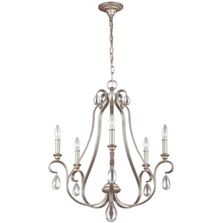 Elstead Lighting Kronleuchter , Silberfarben , Metall , 63.5x91.4 cm , Grüner Punkt, RoHS , Lampen & Leuchten, Innenbeleuchtung, Hängeleuchten, Kronleuchter