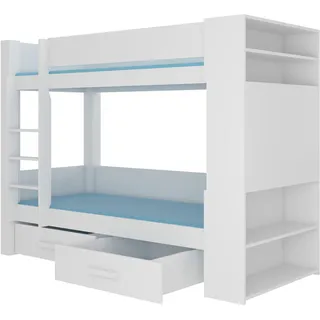nabbi Etagenbett mit Stauraum Guinea 80x180 cm - weiß - Weiß