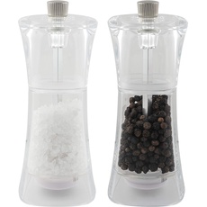 Grunwerg gmill 2er Set Luxus Salz und Pfeffermühlen aus Acryl und Keramik – 13cm hoch, recheckig