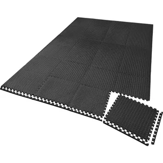 tectake Schutzmattenset , leichte Reinigung und flexibel erweiterbar, schwarz , Schwarz , Kunststoff , 246x362 cm , Teppiche und Böden, Bodenbeläge, Bodenzubehör, Bodenschutzmatten