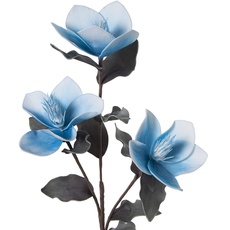 DRW Set mit 6 Zweigen mit 3 Blumen aus Eva und Papier in Blau 87 cm, Mehrfarbig, estandar