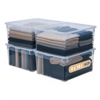 Rotho Aufbewahrungsbox 40 x 33,5 x 17 cm 4-tlg. transparent blau
