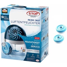 Pattex Luftentfeuchter Stop Feuchtigkeit AERO 360°, hocheffizienter Raumentfeuchter, nachfüllbar, reduziert Feuchtigkeit Gerüche & Schimmel, Spar-Set 1 Gerät + 3x 450 g Tab (1+2 extra), 9HPLAGSP1X