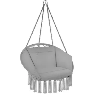 tectake Hängesessel Grazia, 80 x 72 x 125 cm, grau , Grau , Kunststoff , Baum/Pflanze/Natur , 80x125x72 cm , Gartenmöbel, Gartenschaukeln, Hängesessel