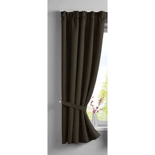 Gardinenbox Vorhang Blickdicht »Newyork« verdeckte Schlaufen Braun HxB 160x140 cm 1er-Pack Thermo-Gardine Verdunkelungsvorhang Blackout schalldämmend Kräuselband Raffhalter 202020610