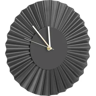 Design Edelstahl Fächer Wanduhr Metall Wanduhr Welle Schwarz - Schwarz