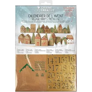 Graine Creative Advent Häuser Bastelset Weihnachtsdorf DIY Kalender - Braun