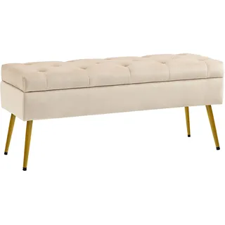 Homcom Polsterbank mit Stauraum Samt Beige 102 x 35 x 43 cm