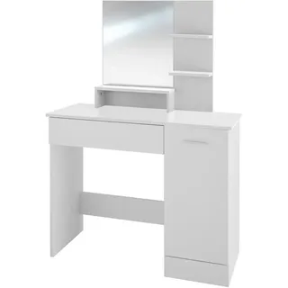 Tectake tectake® Schminktisch, im modernen Look, 3 offene Ablagen, unterteilte Schublade, 90 x 40 x 137,5 cm