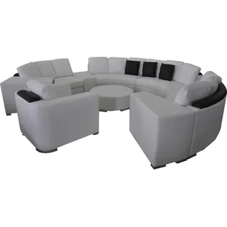 Runde Eck Sofa Couch XXL Big Rund Couchen Wohnlandschaft U Form Sessel Polster - Weiß