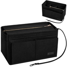 Ropch Handtaschen Organizer, Filz Taschenorganizer Bag in Bag Innentaschen Handtaschenordner mit Abnehmbare Reißverschluss-Tasche und Schlüsselkette (Schwarz 1, XL)