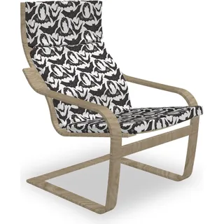 ABAKUHAUS Herbst Poäng Sessel Polster, Scary Bats Zeit des Jahres, Sitzkissen mit Stuhlkissen mit Hakenschlaufe und Reißverschluss, Charcoal Grau und Weiß - Grau