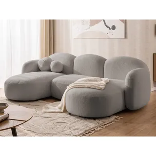 s-style möbel Nuvola - Moderne Wohnlandschaft aus Hellgrau Bouclé mit abgerundetem Design und hohem Sitzkomfort - Grau