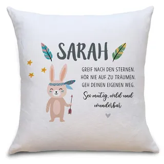 OWLBOOK® Kinder Kissen Hase | Personalisierte Geschenke Konfirmation Jugendweihe Kommunion Firmung Einschulung Geburt Baby Kind | Geburtstagsgeschenke Ostergeschenke für Kinder | Polster m.Füllung