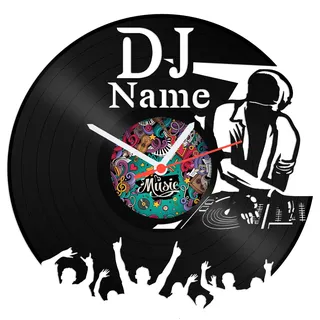 GRAVURZEILE Schallplattenuhr DJ aus Vinyl mit kostenloser Gravur Vinyl-Uhr Upcycling Design Wand-Deko Vintage Wand-Dekoration Retro-Uhr Made in Germany