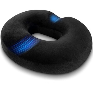 LeapBeast Donut Kissen Orthopädisches Sitzkissen, Orthopädisches Schmerzlinderungskissen für Schwangerschaft, Steißbein, Dekubitus, Postnatal, Ischias (18 Zoll Schwarz)