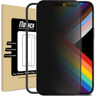 Mothca Matte 25° Blickschutz Schutzfolie für iPhone 16 Pro Max (6,9 Zoll), Sichtschutzfolie aus 9H-Hartglas mit Full Coverage & Montagerahmen, Anti-Fingerabdruck (1 Stück)