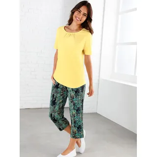 Schlupfhose, Damen, Gr. 42, Normalgrößen, bunt (marine, salbei, bedruckt), 100% Baumwolle, gemustert, mehrfarbig, 7/8-Länge, Hosen Schlupfhose