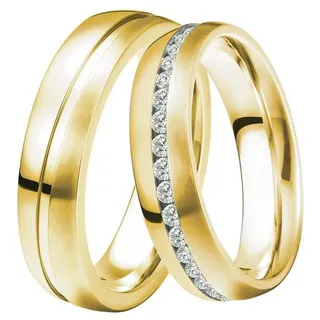 DOOSTI »Schmuck Geschenk Silber 925 Trauring Ehering Partnerring LIEBE« wahlweise mit oder ohne Zirkonia, goldfarben