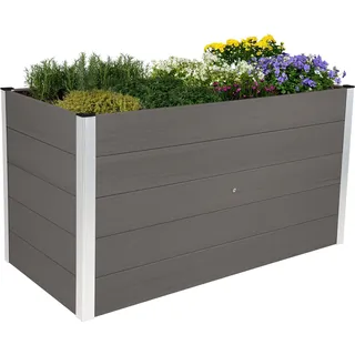 dobar® XXL Hochbeet aus WPC – WPC Pflanzkasten mit Aluminium-Kanten – Großes Gartenbeet mit Bodenkontakt – Pflegeleichtes Holz-Kunststoff Hochbeet 700L – 150x70x75 cm -Anthrazit