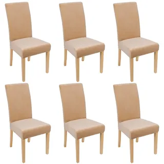 Smiry Velvet Stretch Esszimmer Stuhlhussen, Weiche abnehmbare waschbar Esszimmerstühle Schonbezüge, 6er Set, Beige