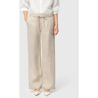 MAC Leinenhose »CHIARA BELT« Sommerhose Wide Fit, mit geradem, weitem Bein, beige