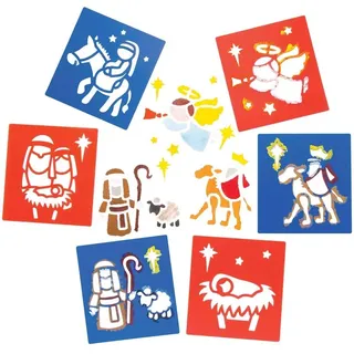 Baker Ross Schablonen "Weihnachtsgeschichte“ (6er-Pack), perfekt für Kinder zum Erstellen und Entwerfen von Büchern, Karten und Bildern zum Thema Hallowee, 15 x 14 cm