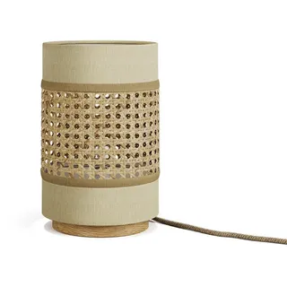 Vicco Tischlampe Morten Rattan/Creme 17.5 x 26.5 cm , Creme, Braun , Holz , Rund , E27 , 17.5x26.5x17.5 cm , Lampen & Leuchten, Innenbeleuchtung, Tischlampen
