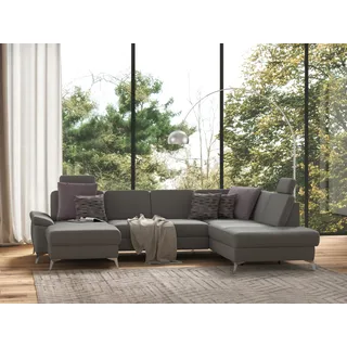 sit&more Wohnlandschaft »Padua U-Form« inklusive Sitztiefenverstellung, Armteilfunktion und Federkern, grau