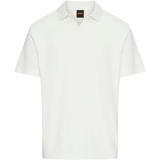 Poloshirt BOSS ORANGE "Pe", Herren, Gr. L, beige (natural106), Frottee, Obermaterial: 100% Baumwolle, unifarben, regular fit hüftlang, V-Ausschnitt, Shirts Poloshirt, aus Frottee-Qualität