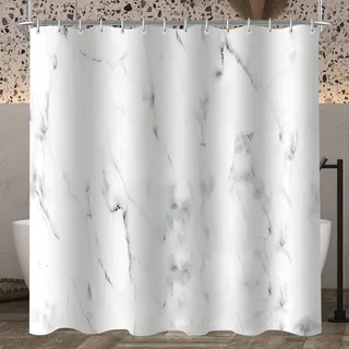 Lerores Duschvorhang 200x200 cm Marmor, Beschwerter Saum Antischimmel Textil, Wasserdicht, Waschbar Polyester Stoff Badevorhänge mit 12 Ösen und Duschvorhangringe für Badezimmer, Badewanne