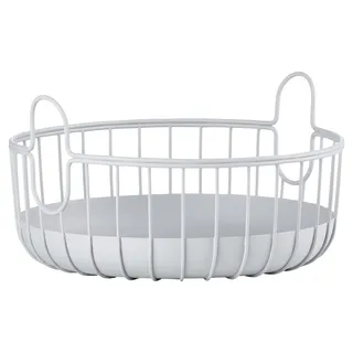 Zone Denmark Inu Korb zur Aufbewahrung, Kleiner Aufbewahrungskorb für Küche, Bad, Kinderzimmer, Home-Office, aus Metall, Durchm. 22 cm, Höhe 8 cm, Soft Grey (Grau)