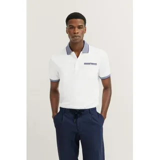 Bugatti Poloshirt mit dezenten Kontraststreifen, weiß