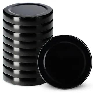 KADAX Schraubdeckel fi53 mm, Twist-Off-Deckel Set aus Metall, passend für 115ml Gläser, Ersatzdeckel mit 4 Einrastzähnen, Deckel für Flaschen und Einmachgläser (10 Stück, Schwarz)