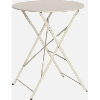 sweeek - Klappbarer Bistro-Gartentisch aus Stahl Ø 60 cm, 2 Personen - Beige - Beige
