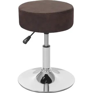 Hocker HWC-C22, Sitzhocker Schminkhocker, höhenverstellbar Ø 35cm WildKunstleder, vintage dunkelbraun - Braun