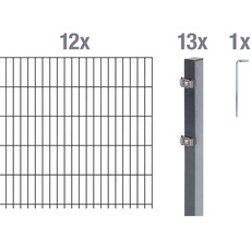 Bild von Doppelstabmattenzaun Set 12 Matten 1,60 x 24 m anthrazit