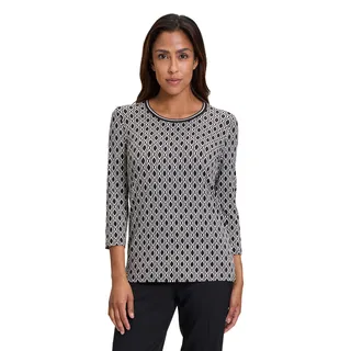 Betty Barclay Damen Basic Shirt mit Print Schwarz/Weiß,44