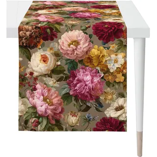 APELT "7405", klassisches Blumenmotiv all over, mokka, bordeaux),