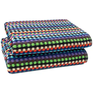 ZOLLNER 2er-Set Duschtücher, 70x140 cm, 100% Baumwolle, 380g/qm, bunt
