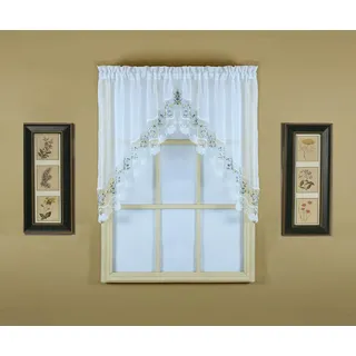 Today's Curtain, Vintage-Makramee-Organza-Girlande, 96,5 cm, Weiß/Blau, 147,3 x 96,5 cm (B x L)