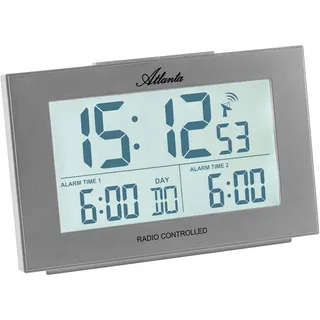 Atlanta Funkwecker Digital 2 Weckzeiten Temperatur Luftfeuchtigkeit Licht Snooze - 1889/19